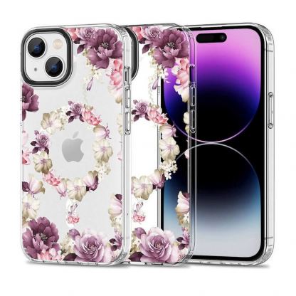 Tech-Protect MagMood Rose Floral Hybrid MagSafe Case - хибриден удароустойчив кейс с MagSafe за iPhone 15 (цветни мотиви)