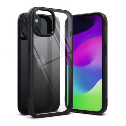 Ringke Fusion Bold Case - хибриден удароустойчив кейс за iPhone 15 (черен-прозрачен)
