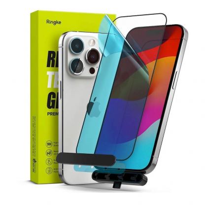 Ringke Invisible Defender Full Cover Tempered Glass 2.5D  - калено стъклено защитно покритие за дисплея на iPhone 15 Pro (черен-прозрачен)