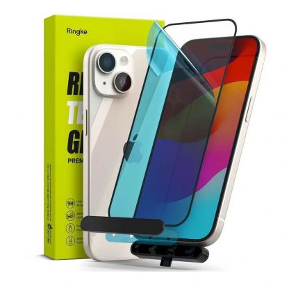Ringke Invisible Defender Full Cover Tempered Glass 2.5D  - калено стъклено защитно покритие за дисплея на iPhone 15 (черен-прозрачен)