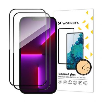 Wozinsky Case Friendly 3D Tempered Glass 2 Pack - 2 броя калени стъклени защитни покрития за дисплея на iPhone 15 (черен-прозрачен)