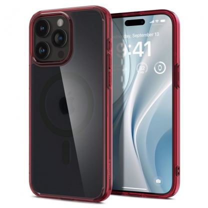 Spigen Ultra Hybrid MagSafe Case - хибриден кейс с висока степен на защита с MagSafe за iPhone 15 Pro Max (червен-мат) 