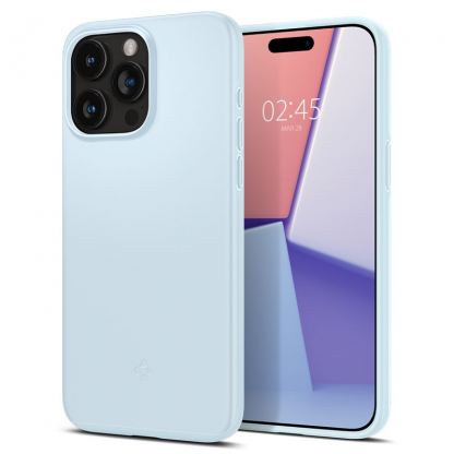 Spigen Thin Fit Case - качествен тънък матиран кейс за iPhone 15 Pro Max (светлосин)