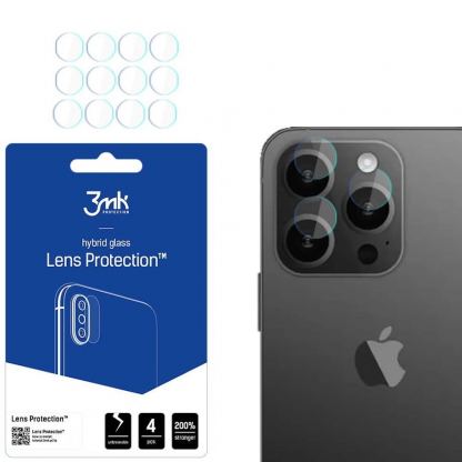 3MK Lens Protection Hybrid Glass Set - предпазни стъклени защитни покрития за камерата на iPhone 15 Pro (4 комплекта)
