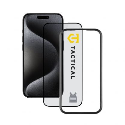 Tactical Impact Armour 5D Glass - калено стъклено защитно покритие за дисплея на iPhone 15 Pro (прозрачен-черен)