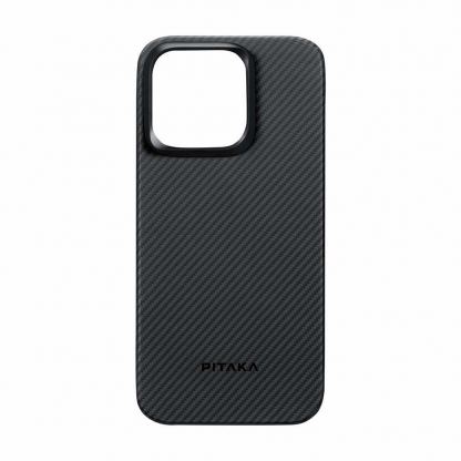 Pitaka MagEZ 4 600D Aramid Fiber MagSafe Case - кевларен кейс с MagSafe за iPhone 15 Pro (черен-сив) 