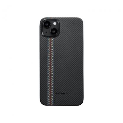 Pitaka MagEZ 4 600D Fusion Weaving Aramid Fiber MagSafe Case - кевларен кейс с MagSafe за iPhone 15 (черен-сив) 