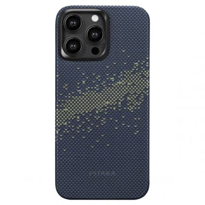 Pitaka MagEZ 4 1500D Star Peak Aramid Fiber MagSafe Case - кевларен кейс с MagSafe за iPhone 15 Pro Max (син-жълт)