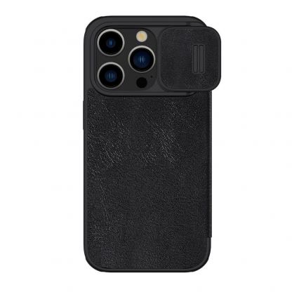 Nillkin Qin Book Pro Leather Flip Case - кожен калъф, тип портфейл за iPhone 15 Pro (черен)