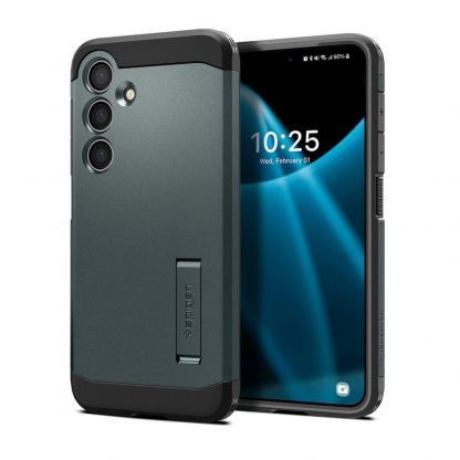 Spigen Tough Armor Case - хибриден кейс с най-висока степен на защита за Samsung Galaxy S24 (тъмнозелен)
