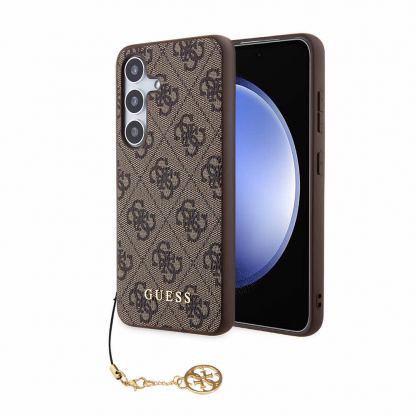 Guess PU 4G Charms Collection Leather Hard Case - дизайнерски кожен кейс за Samsung Galaxy S24 Plus (кафяв)