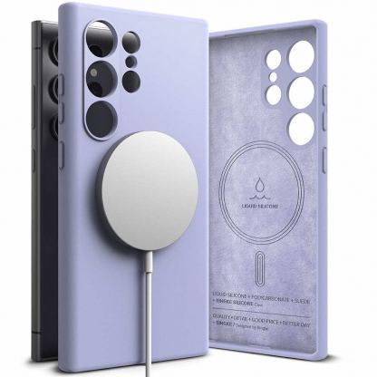 Ringke Liquid Silicone Magnetic Case - силиконов (TPU) калъф с MagSafe за Samsung Galaxy S24 Ultra (лилав)