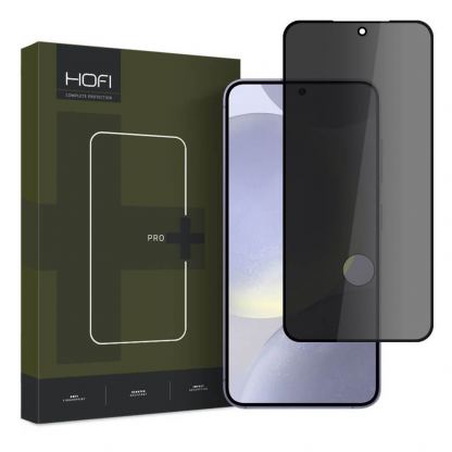 Hofi Anti-Spy Pro Plus Full Screen Tempered Glass - калено стъклено защитно покритие с определен ъгъл на виждане за дисплея на Samsung Galaxy S24 Plus (черен-прозрачен)