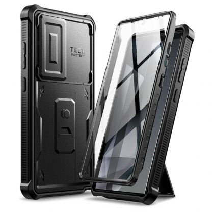 Tech-Protect Kevlar Cam Plus Case - удароустойчив хибриден кейс за Samsung Galaxy S24 Ultra (черен)