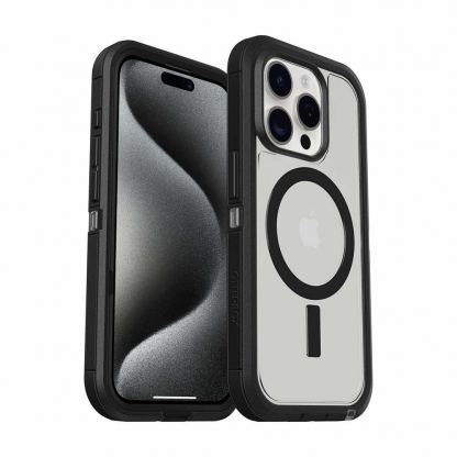 Otterbox Defender XT Case - хибриден удароустойчив кейс с MagSafe за iPhone 15 Pro (черен-прозрачен)