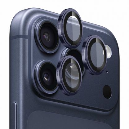 Предпазни сапфирени лещи за камерата на iPhone 17 Pro, iPhone 17 Pro Max - Blueo Sapphire Crystal Original Camera Lens Glass Protector (тъмносин)