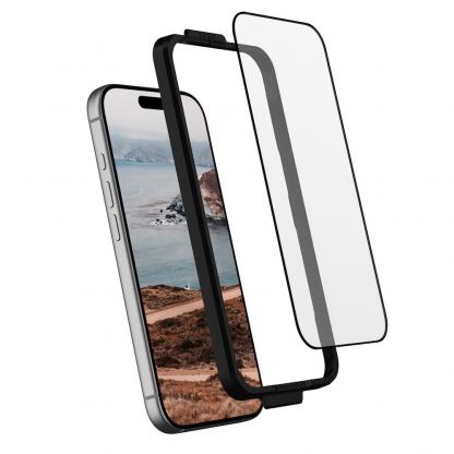 Най-висок клас стъклено защитно покритие за външния дисплей на iPhone 17 Pro Max - Urban Armor Gear Glass Shield Screen Protector (черен-прозрачен)