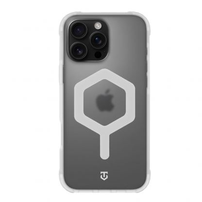 Хибриден удароустойчив кейс с MagSafe за iPhone 16 Pro Max - Tactical MagForce Hexagon Cover (бял-прозрачен)