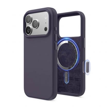 Силиконов (TPU) калъф с MagSafe за iPhone 17 Pro - Elago Magnetic Soft Silicone Case (тъмнолилав)