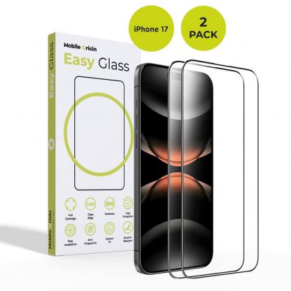 2 броя калени стъклени защитни покрития за дисплея на iPhone 17 - Mobile Origin EasyGlass Full Cover Tempered Glass 2 Pack (черен-прозрачен)