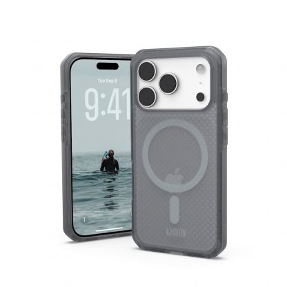 Удароустойчив хибриден кейс за iPhone 17 Pro - Urban Armor Gear Dot MagSafe Case (прозрачен-сив)