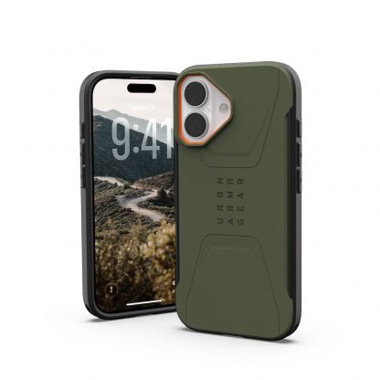 Удароустойчив хибриден кейс с MagSafe за iPhone 17 - Urban Armor Gear Civilian MagSafe Case (зелен-оранжев)