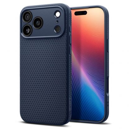 Удароустойчив силиконов (TPU) калъф за iPhone 17 Pro Max  - Spigen Liquid Air Case (тъмносин)