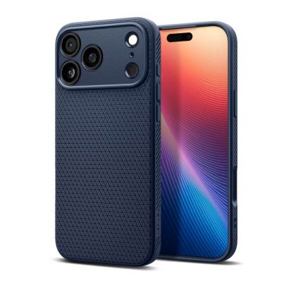 Удароустойчив силиконов (TPU) калъф за iPhone 17 Pro  - Spigen Liquid Air Case (тъмносин)