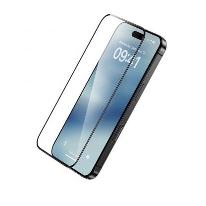 Калено стъклено защитно покритие за дисплея на iPhone 17 Pro - Benks Air Shield HD Full Screen Tempered Glass (черен-прозрачен)