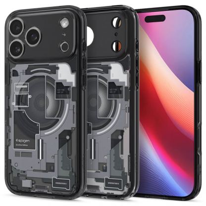 Хибриден кейс с висока степен на защита с MagSafe за iPhone 17 Pro Max  - Spigen Ultra Hybrid MagSafe Zero One Case (прозрачен-черен)