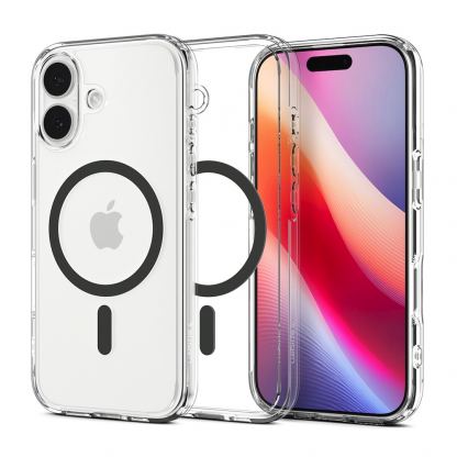 Хибриден кейс с висока степен на защита с MagSafe за iPhone 17 - Spigen Ultra Hybrid MagSafe Case (прозрачен-тъмносив)