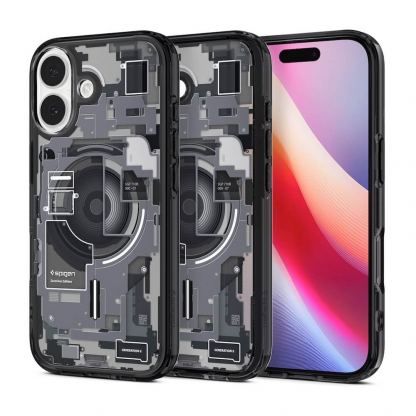 Хибриден кейс с висока степен на защита с MagSafe за iPhone 17 - Spigen Ultra Hybrid MagSafe Zero One Case (прозрачен-черен)