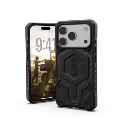 Удароустойчив хибриден кейс с MagSafe за iPhone 17 Pro - Urban Armor Gear Monarch Pro Case (черен-карбон)