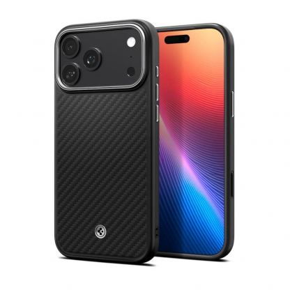 Кевларен кейс с MagSafe за iPhone 17 Pro - Spigen Enzo Aramid T MagSafe Case (черен)