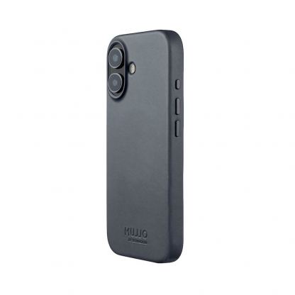 Премиум кожен (естествена кожа) кейс с MagSafe за iPhone 17 - Mujjo Full Leather MagSafe Case (тъмносин)
