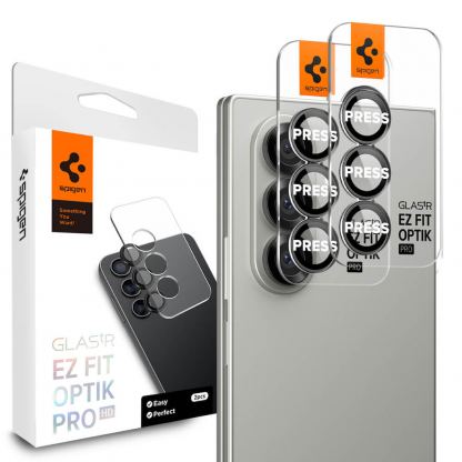 2 комплекта предпазни стъклени лещи за камерата на Samsung Galaxy Z Fold7 - Spigen Glas.tR EZ Fit Optik Pro Lens Protector 2 Pack (черен)