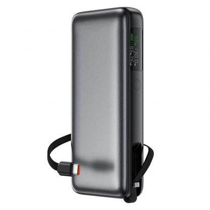 Външна батерия с вграден USB-C кабел, USB-C и USB-A портове и технология за бързо зареждане - Acefast M22 Power Bank PD 130W 20000 mAh with Built-in USB-C Cable (черен)