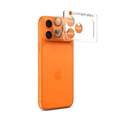 Предпазни стъклени лещи с цяла плочка за камерата на iPhone 17 Pro - Spigen Glass tR EZ Fit Optik Pro XL (оранжев)