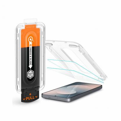 2 броя калени стъклени защитни покрития за дисплея на Samsung Galaxy S25 FE - Spigen Glas.tR EZ Fit Pro Tempered Glass 2 Pack (прозрачен)