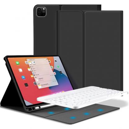 Кожен калъф и безжична блутут клавиатура за iPad Pro 11 M2 (2022), iPad Pro 11 M1 (2021), iPad Pro 11 (2020) - Tech-Protect SC Pen Case and Bluetooth Keyboard (черен)