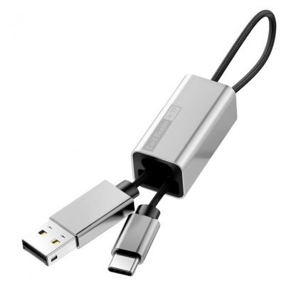 Кабел USB-A към USB-C с четец за microSD карти памет за мобилни устройства - Baseus Card Reading Cable USB-C & USB-A Memory Card Reader (сребрист)
