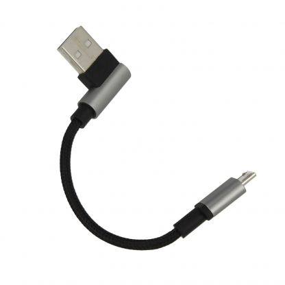 Г-образен USB към MicroUSB кабел за устройства с MicroUSB (10 см) - 4smarts Angled MicroUSB Cable (bulk) (черен-сив)