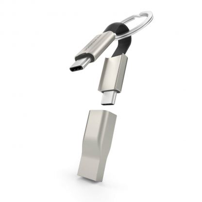 Универсален алуминиев USB-C кабел за устройства с USB-C порт (10 см) - Vonmahlen High Five-C Charging Cable (сив)