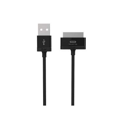 Синхронизиращ и зареждащ кабел за Galaxy Tab 7.0 (2), 8.0, 10.1 - iLuv Charge & Sync USB Cable (черен)