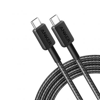 Кабел с въжена оплетка и бързо зареждане за устройства с USB-C порт (90 см) - Anker 322 USB-C to USB-C Cable 60W (черен)