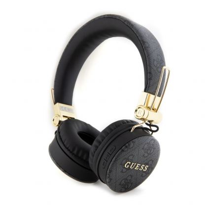 Безжични блутут слушалки с микрофон за мобилни устройства - Guess PU Leather 4G Metal Logo Bluetooth Headphones (черен)