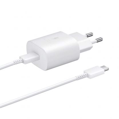 Комплект EP-TA800 захранване за ел. мрежа с USB-C изход и EP-DA705 USB-C кабел (бял) - Samsung Power Delivery 3.0 25W Wall Charger Set (bulk)