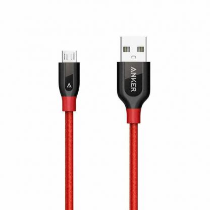 Качествен плетен кабел за зареждане на устройства с microUSB порт (90 см) - Anker Powerline+ Nylon Micro USB cable 90 cm (червен)