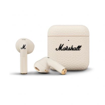 Безжични блутут слушалки със зареждащ кейс (кремав)  - Marshall Minor IV TWS True Wireless Bluetooth Earphones