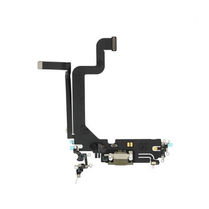 Резервен лентов кабел с Lightning конектора и долните микрофони за iPhone 14 Pro Max - OEM iPhone 14 Pro Max System Connector and Flex Cable (златист)